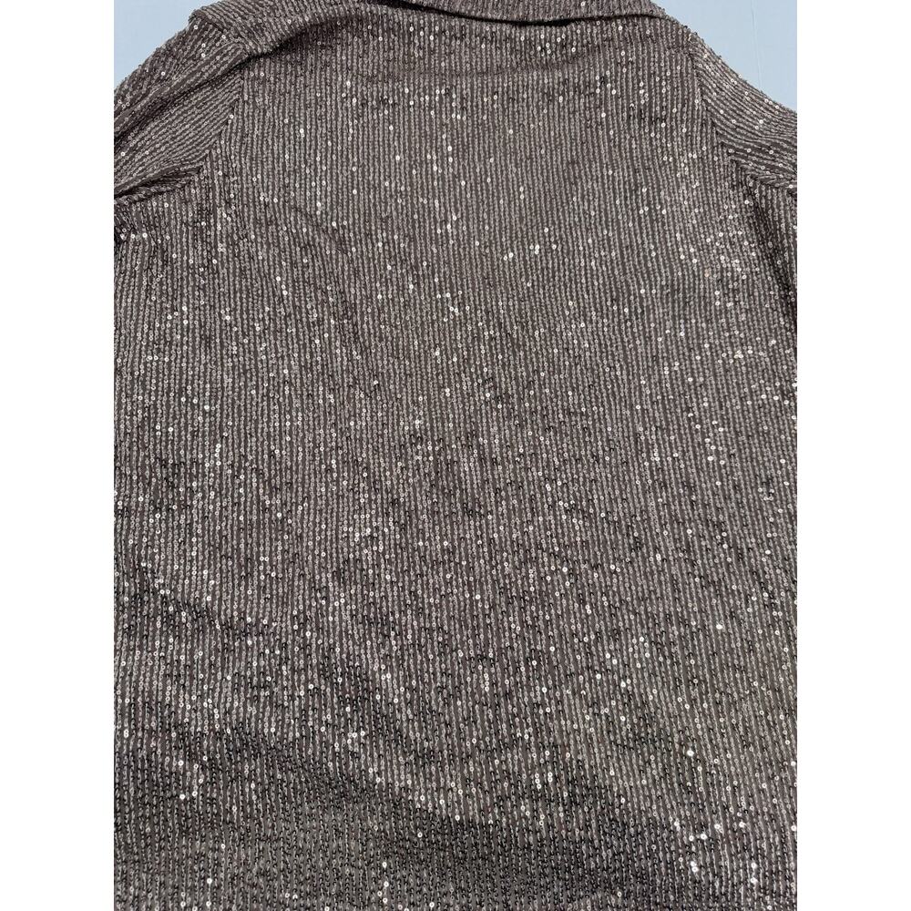 Belle By Kim Gravel Sequin Cardigan Sz XL Duster Party Festive Glam Beige Artsy - Picture 14 of 14